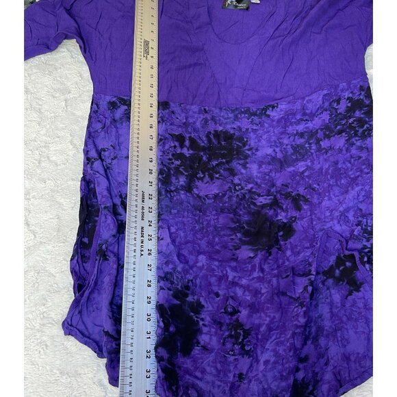 Exotica Womens Scoop Neck Short Sleeve Tunic Cover Up Purple One Size - Picture 7 of 8